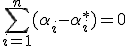 \sum_{i=1}^{n}(\alpha_i-\alpha_i^*)=0