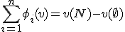 \sum_{i=1}^n \phi_i(v) = v(N) - v(\emptyset)
