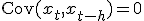 \text{Cov}(x_t, x_{t-h}) = 0