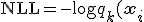 \text{NLL} = -\log q_{k}(\mathbf{x}_i; \theta)
