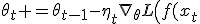 
\theta_t =
\theta_{t-1}
-
\eta_t
\nabla_{\theta}
L\left(f(x_t;\theta_{t-1}),y_t\right).
