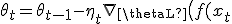 
\theta_t=
\theta_{t-1}
-
\eta_t
\nabla_\theta
L\bigl(f(x_t;\theta_{t-1}),y_t\bigr),
