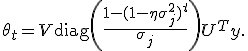 \theta_t=V\operatorname{diag}\left(\frac{1-(1-\eta\sigma_j^2)^t}{\sigma_j}\right)U^Ty.