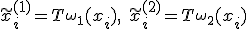 \tilde{x}_i^{(1)} = T_{\omega_1}(x_i), \quad \tilde{x}_i^{(2)} = T_{\omega_2}(x_i)
