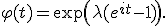 \varphi(t) = \exp\left(\lambda(e^{it} - 1)\right).