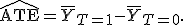 \widehat{\operatorname{ATE}}=\bar{Y}_{T=1}-\bar{Y}_{T=0}.