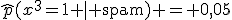 \widehat{p}(x^3=1 \mid \text{spam}) = 0{,}05