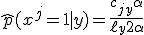 \widehat{p}(x^j = 1 \mid y) = \frac{c_{jy} + \alpha}{\ell_y + 2\alpha}