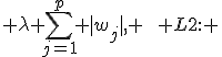 L1: \; \lambda \sum_{j=1}^{p} |w_j|, \qquad L2: \; \lambda \sum_{j=1}^{p} w_j^2