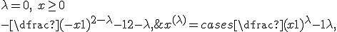 
x^{(\lambda)} =
\begin{cases}
\dfrac{(x+1)^{\lambda}-1}{\lambda}, & \lambda \neq 0,\ x \geq 0\\[4pt]
\ln(x+1), & \lambda = 0,\ x \geq 0\\[4pt]
-\dfrac{(-x+1)^{2-\lambda}-1}{2-\lambda}, & \lambda \neq 2,\ x < 0\\[4pt]
-\ln(-x+1), & \lambda = 2,\ x < 0
\end{cases}
