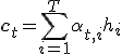  \mathbf{c}_t = \sum_{i=1}^{T} \alpha_{t,i} h_i 