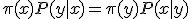  \pi(x) P(y \mid x) = \pi(y) P(x \mid y) 
