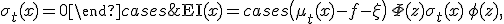 \mathrm{EI}(x) = \begin{cases} \big(\mu_t(x)-f^{+}-\xi\big)\,\Phi(z) + \sigma_t(x)\,\phi(z), & \sigma_t(x)>0 \\ 0, & \sigma_t(x)=0 \end{cases}