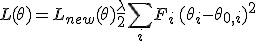  L(\theta) = L_{new}(\theta) + \frac{\lambda}{2}\sum_i F_i\,(\theta_i - \theta_{0,i})^2 