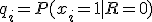  q_i = P(x_i=1 \mid R=0) 