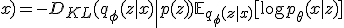 \mathcal{L}^{\text{VAE}}(\theta, \phi; x) = -D_{KL}(q_\phi(z|x) \| p(z)) + \mathbb{E}_{q_\phi(z|x)}[\log p_\theta(x|z)]
