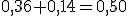 0{,}36+0{,}14=0{,}50