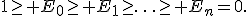 
1\geq E_0\geq E_1\geq\ldots\geq E_n=0.
