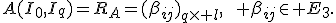 A(I_0,I_q)=R_A=(\beta_{ij})_{q\times l},\qquad \beta_{ij}\in E_3.