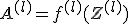 A^{(l)} = f^{(l)}(Z^{(l)})