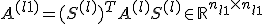 A^{(l+1)} = (S^{(l)})^T A^{(l)} S^{(l)} \in \mathbb{R}^{n_{l+1} \times n_{l+1}}