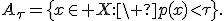 A_{\tau}=\{x\in X:\ p(x)<\tau\}.