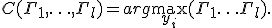 C(\Gamma_1,\ldots,\Gamma_l)=arg\max_{y_i}(\Gamma_1\ldots\Gamma_l).