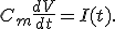 C_m\frac{dV}{dt}=I(t).