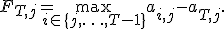 
F_{T,j}=
\max_{i\in\{j,\ldots,T-1\}}a_{i,j}
-
a_{T,j}.
