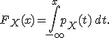 
F_X(x)=\int_{-\infty}^{x}p_X(t)\,dt.
