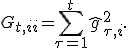 G_{t,ii} = \sum_{\tau=1}^t \hat{g}_{\tau,i}^2.