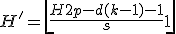 H' = \left\lfloor \frac{H + 2p - d(k-1) - 1}{s} + 1 \right\rfloor