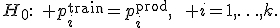 H_0:\quad p_i^{\mathrm{train}}=p_i^{\mathrm{prod}},\qquad i=1,\ldots,k.