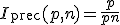 I_{\mathrm{prec}}(p, n) = \frac{p}{p + n}