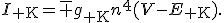 I_{\rm K}=\bar g_{\rm K}n^4(V-E_{\rm K}).