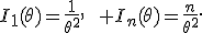 I_1(\theta)=\frac{1}{\theta^2},\qquad I_n(\theta)=\frac{n}{\theta^2}.