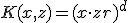 K(x, z) = (x \cdot z + r)^d