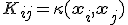 K_{ij} = \kappa(\mathbf{x}_i, \mathbf{x}_j)