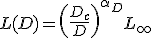 L(D) = \left( \frac{D_c}{D} \right)^{\alpha_D} + L_\infty