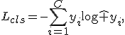 
L_{cls}=-\sum_{i=1}^{C}y_i\log\hat y_i,
