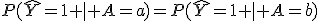 
P(\hat{Y}=1 \mid A=a)=P(\hat{Y}=1 \mid A=b)
