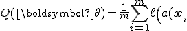 Q(\boldsymbol{\theta})=\frac{1}{m}\sum_{i=1}^{m}\ell\left(a(\mathbf{x}_i;\boldsymbol{\theta}),y_i\right),