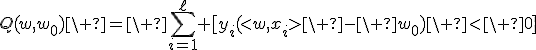 Q(w,w_0)\ =\ \sum_{i=1}^\ell [y_i(<w,x_i>\ -\ w_0)\ <\ 0]