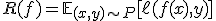 R(f) = \mathbb{E}_{(x,y)\sim P}[\ell(f(x), y)]