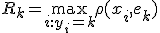 R_k = \max_{i: y_i = k} \rho(x_i, e_k)