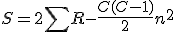 S = 2\sum{R} - \frac{C(C-1)}{2}n^2