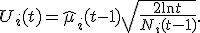 U_i(t) = \widehat{\mu}_i(t-1) + \sqrt{\frac{2\ln t}{N_i(t-1)}}.