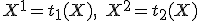 X^1 = t_1(X), \quad X^2 = t_2(X)