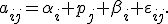 a_{ij}=\alpha_i p_j+\beta_i+\varepsilon_{ij}.