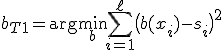 b_{T+1} = \arg\min_{b} \sum_{i=1}^{\ell} \big( b(x_i) - s_i \big)^2
